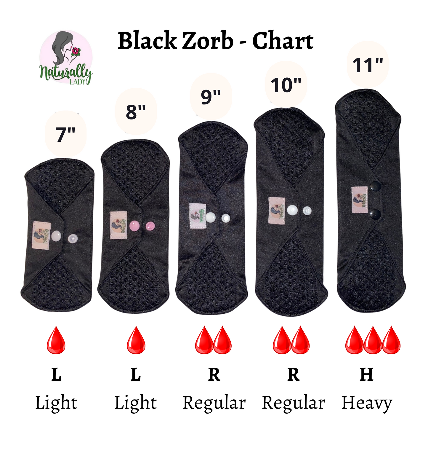 Reusable sanitary pads - Exclusive Black Zorb- Zorb 3D Stay Dry with Silvadour - Made to order