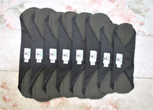 Load image into Gallery viewer, 9 pcs Starter Set with VELCRO - Black Reusable cloth sanitary towels pads napkins| Eco friendly| Zero waste| Self-care gifts for her.
