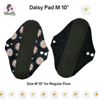 Load image into Gallery viewer, 7 pcs Set - Daisy Reusable Cloth Menstrual Sanitary Towels Pads ( 4 Size M and 2 Size L for heavy flow or night time + Wet Bag)

