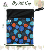Load image into Gallery viewer, Big Wet Bag 30cm x 40cm Trees pattern for baby nappies or reusable cloth sanitary pads towels face masks - Eco zero waste - Double Pockets
