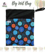 Load image into Gallery viewer, Big Wet Bag 30cm x 40cm Trees pattern for baby nappies or reusable cloth sanitary pads towels face masks - Eco zero waste - Double Pockets
