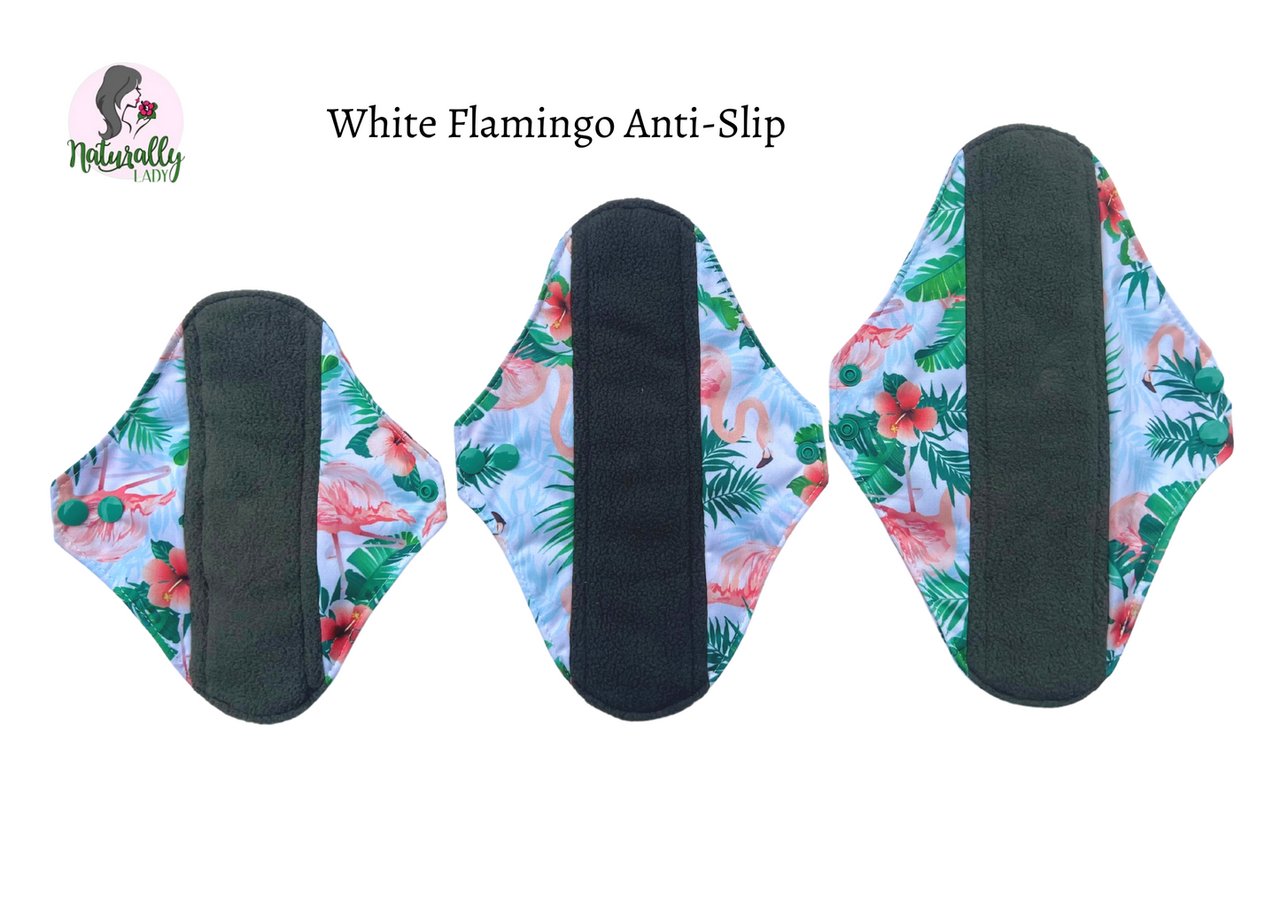 Reusable Sanitary Pads Anti-Slip Flamingo - 7pcs Starter Set - YOU CHOOSE Sizes to compose your set