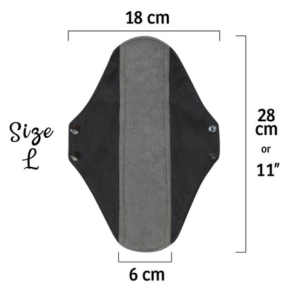 Black Reusable Sanitary Pads- 9 pcs Starter Set YOU CHOOSE Sizes to compose your set