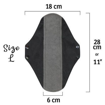 Reusable Sanitary Pads Black - Starter Set 9 pcs YOU CHOOSE Sizes to compose your set