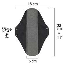 Load image into Gallery viewer, 9 pcs Starter Set - Black Reusable Cloth Sanitary Towels Pads Napkins - YOU CHOOSE Sizes to compose your set
