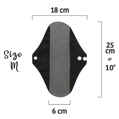 Reusable Sanitary Pads Black - Starter Set 9 pcs YOU CHOOSE Sizes to compose your set