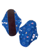 Load image into Gallery viewer, Small Teens Starter Set 6 pcs Reusable Sanitary Cloth Menstrual Pads - Blue Sky Pattern
