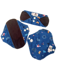 Load image into Gallery viewer, Small Teens Starter Set 6 pcs Reusable Sanitary Cloth Menstrual Pads - Blue Sky Pattern
