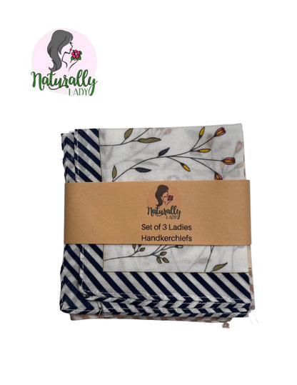 Cotton Ladies Handkerchiefs - Set of 3 45cmx45cm